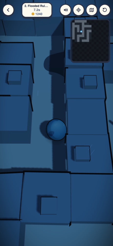 A water ball in a flooded blue maze